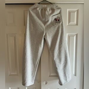 Gray Straight-Leg Fleece-Lined Pants